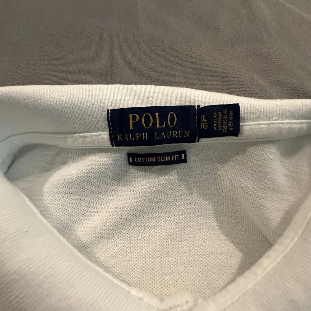 Polo Ralph Lauren Ombre Shirt Mens XL Custom Slim Fit Dip Dye White Blue